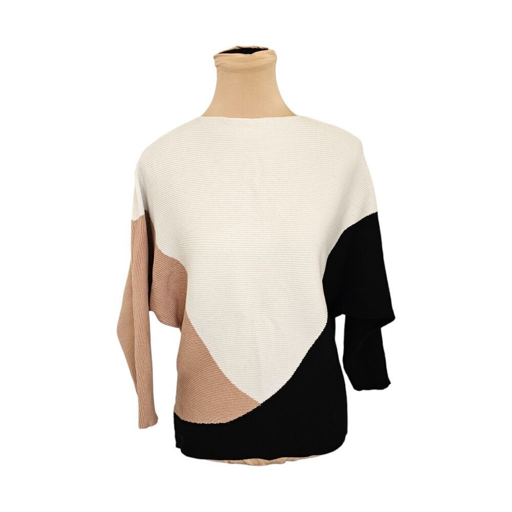 Northern Angel White Brown Black Bat Wing Sweater Sz M